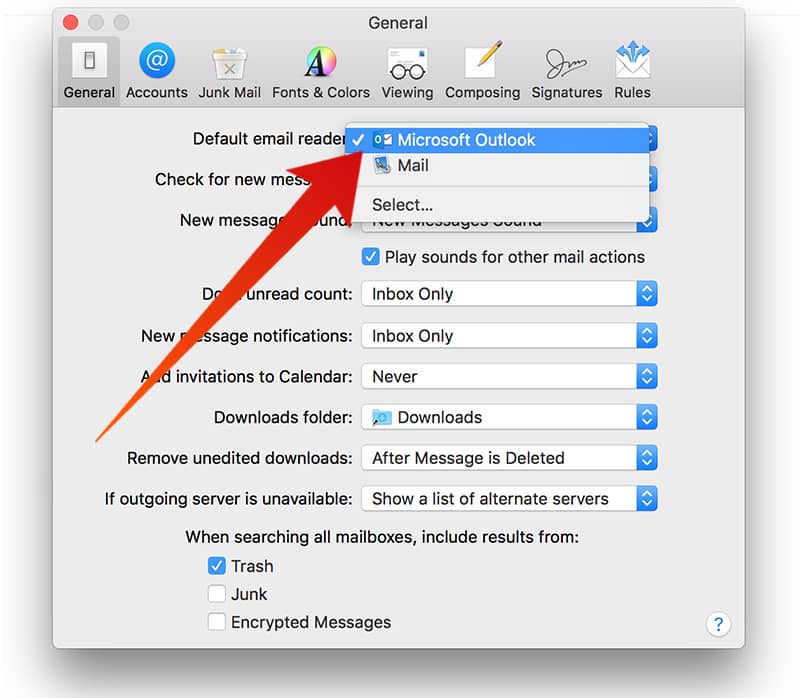 change default browser for mac mail